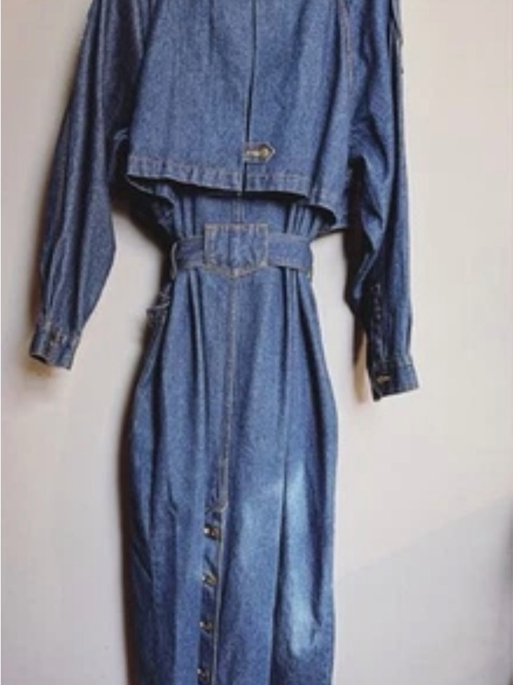 Together Dark Blue Denim Trench with Self-Tie Belt